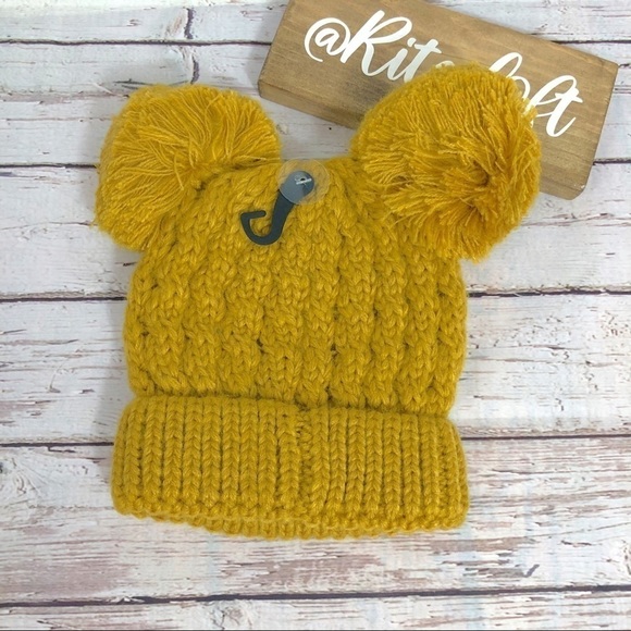 CC Beanie Kids Chunky Cable Knit Hat Double Pom‎ - Picture 2 of 2